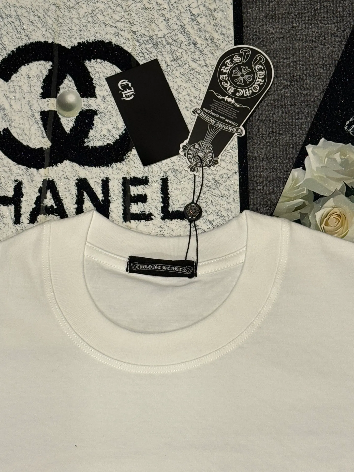 （ ） :YH 004 CH LOGO 1:1 Same Style 32 Breathable 1x 1 oversize 1:1 :White Black Size:S-XL